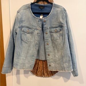 Talbots Plus 3x Stylish Light Blue Denim Jacket with Frayed Edges